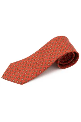 Rust Orange Printed Silk Tie