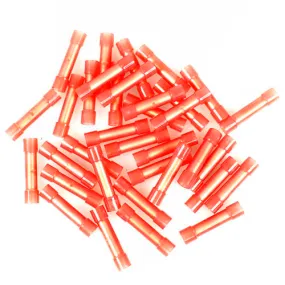 100 Pieces 22 to 18 Gauge Wire Butt Connectors Red Nylon Crimping Terminals