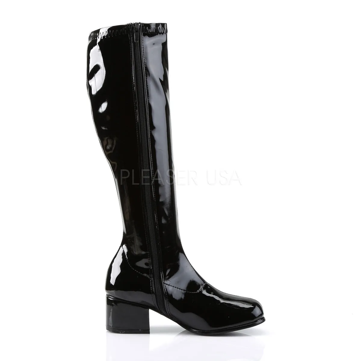 2 Inch Heel RETRO-300 Black Stretch Patent