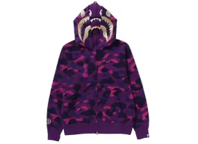 A Bathing Ape Color Camo Double Shark Full Zip Hoodie in Purple