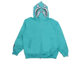 A Bathing Ape Hand Drawn Face Relaxed Fit Shark Full Zip Hoodie in Sax