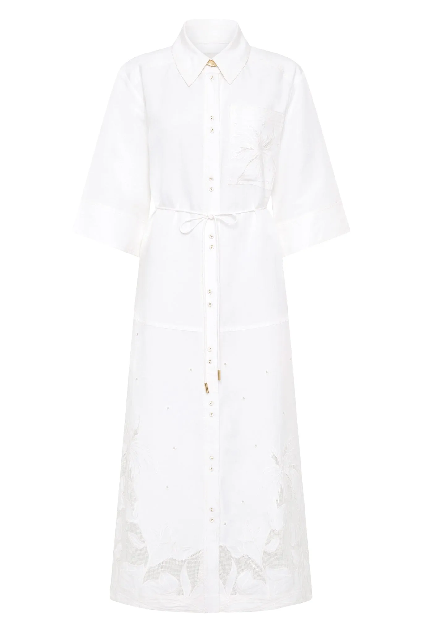 Agua Embroidered Shirt Dress