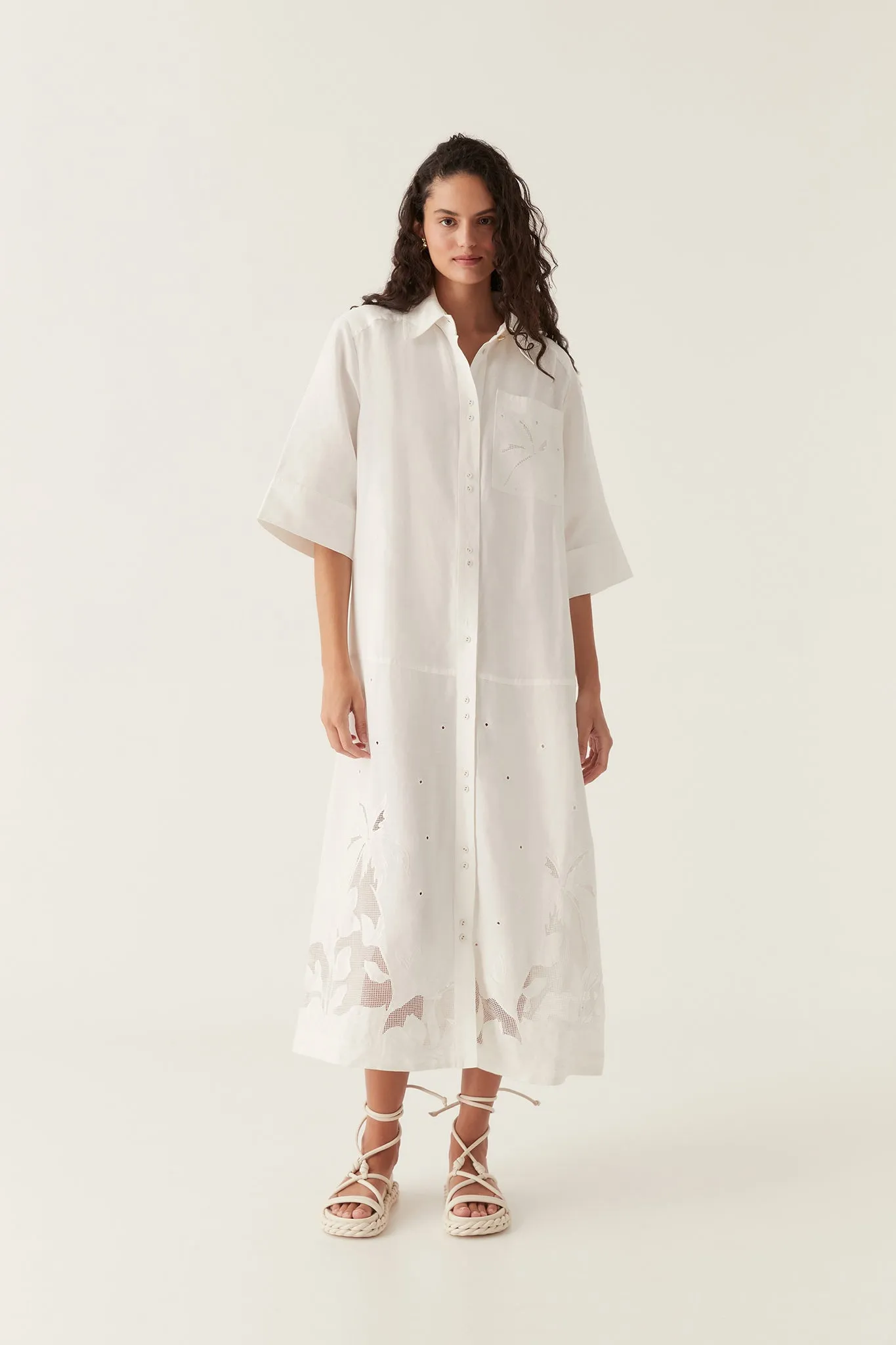 Agua Embroidered Shirt Dress