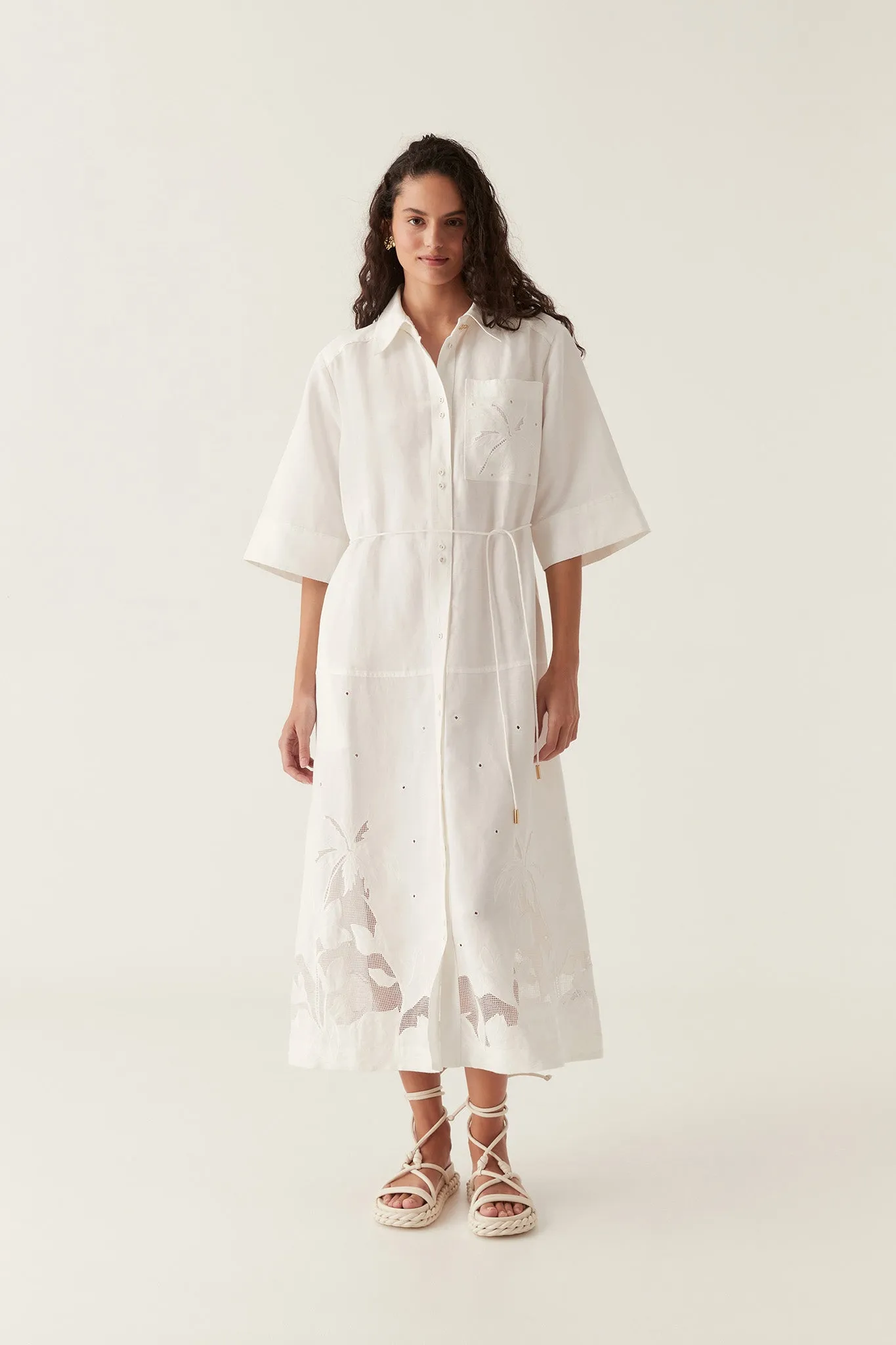 Agua Embroidered Shirt Dress