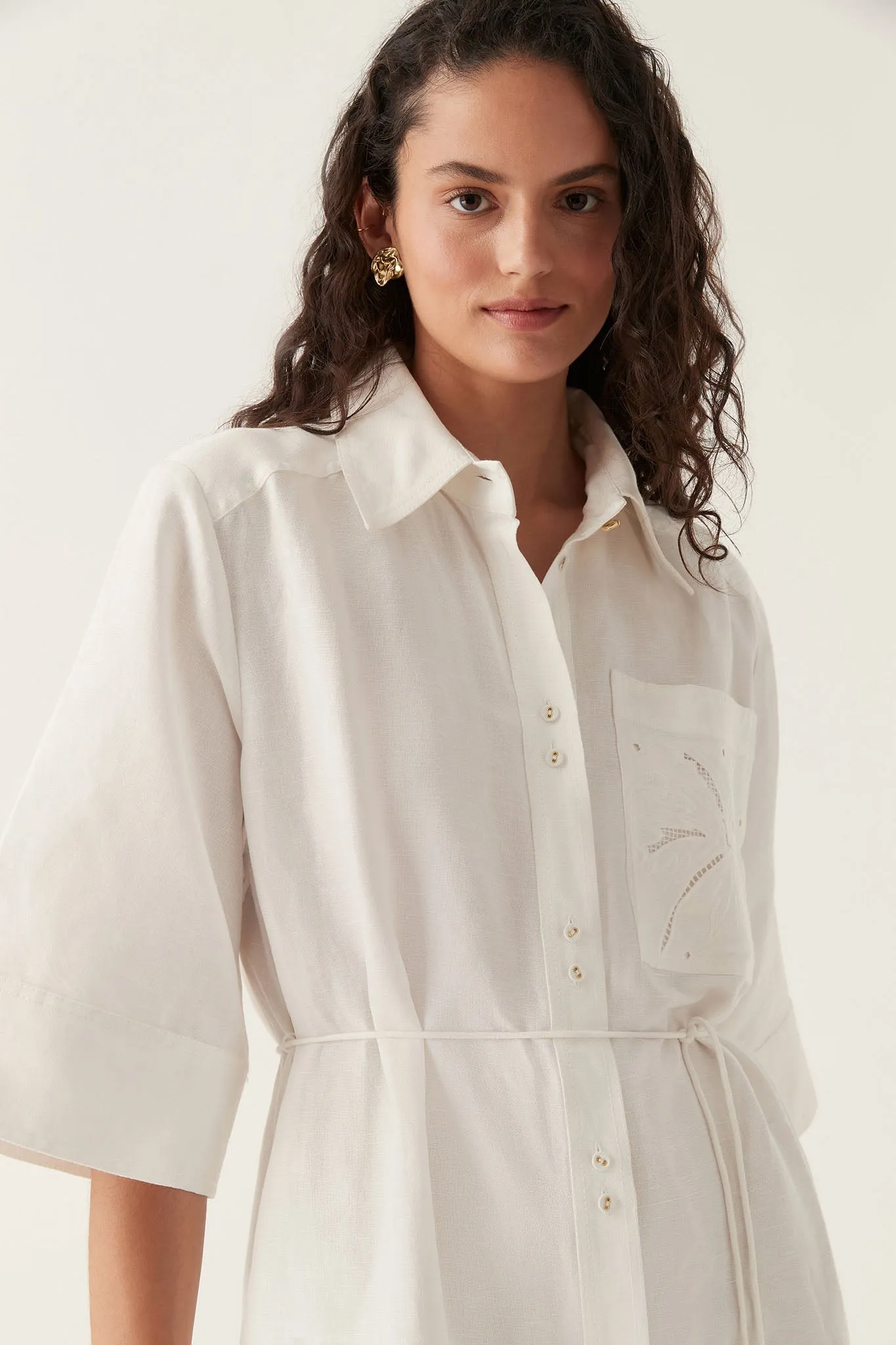 Agua Embroidered Shirt Dress