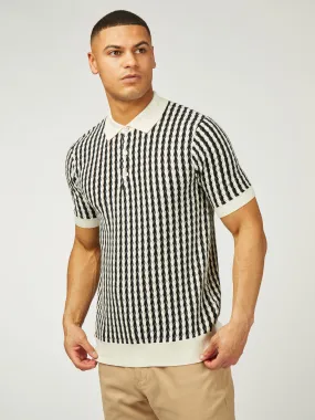 All Over Diamond Textured Polo - Ivory