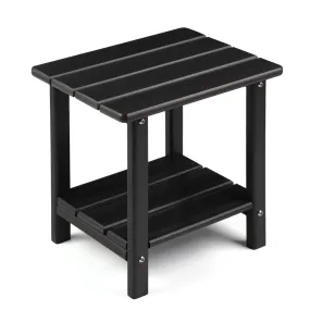 Apolimi Adirondack Outdoor Side Table, 2-Tier Sturdy Patio End Table Weather Resistant, 16.5 Solid Side Table for Patio, Pool, Porch (Black)