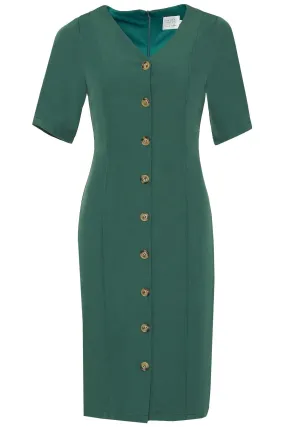 Balloon Sleeve Button Down Dress Green