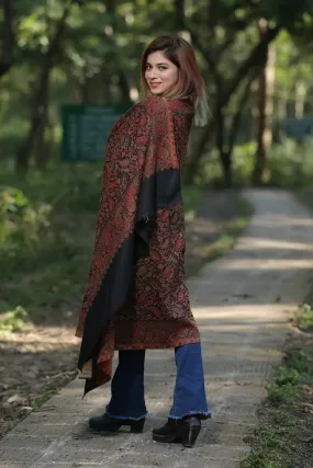 Black Colour Beautiful Kani Shawl And AllOver  Multi color Pattern Creates Innovative Designs