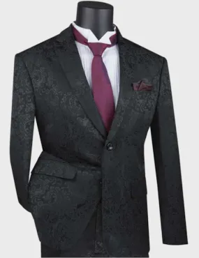 Black Floral 2 Button Suit