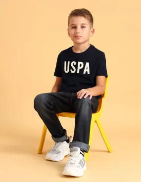 Boys Crew Neck Brand Printed T-Shirt