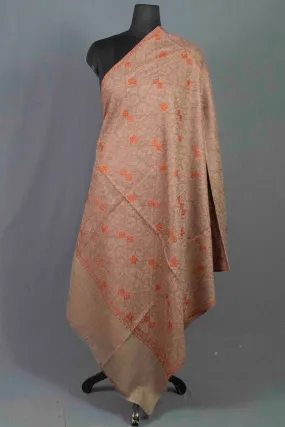 Brown Colour Sozni Shawl Emblished With Designer Over All Jaal And Border.