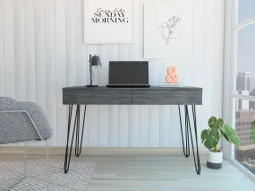 Canton 2-Drawer Writing Desk with Hairpin Legs Smokey Oak