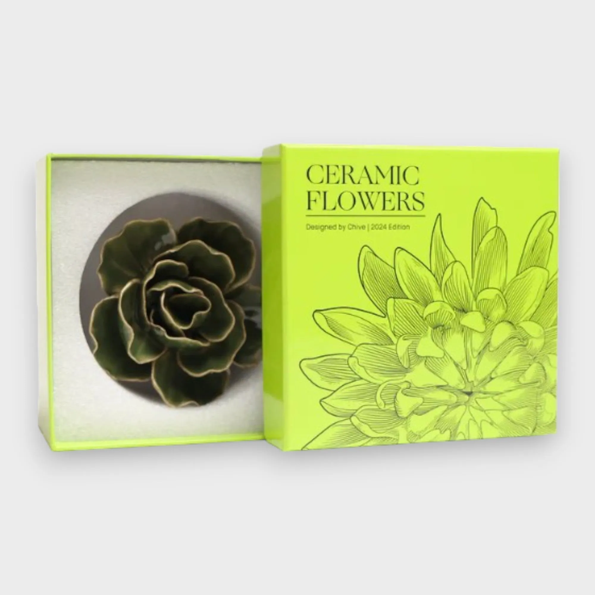 Ceramic Flower Wall Art Green Ranunculus