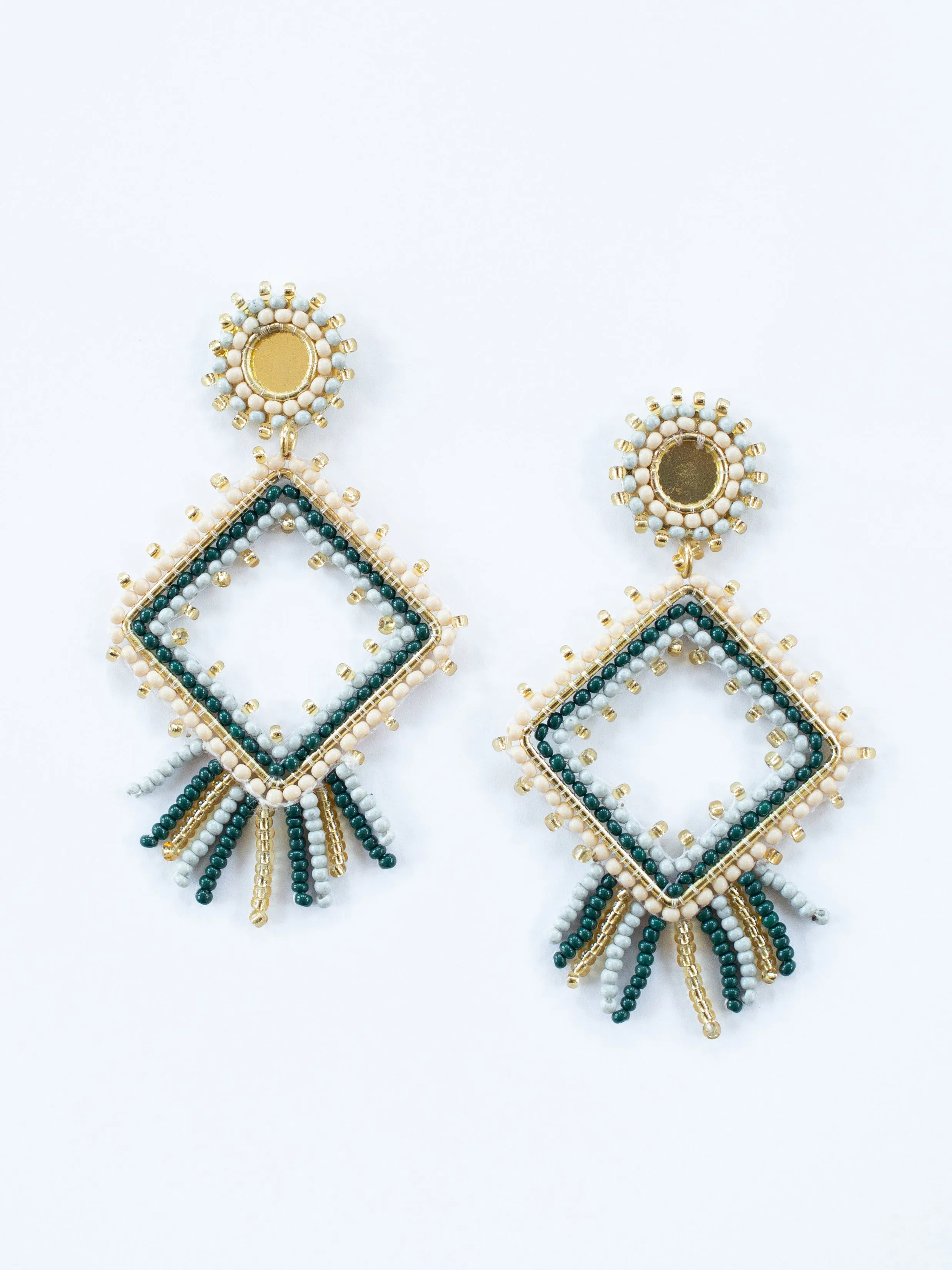 Chelsea Beaded Earrings - Forest