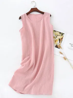 Cotton Tank Solid Midi Nightdress