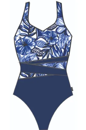 Finz Hawaiian Splice One Piece Swimsuit, Navy (FZW1855C)