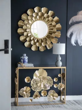 FLORET MIRRORED METAL CONSOLE TABLE