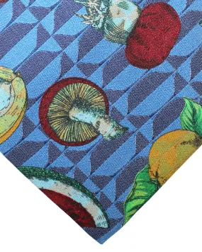 Fornasetti Silk Tie Dark Blue Design - Wide Necktie