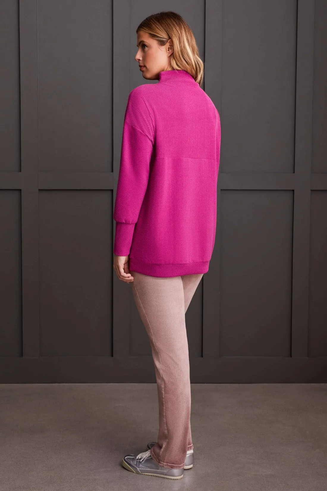 FUNNEL NECK TUNIC-H deep magenta