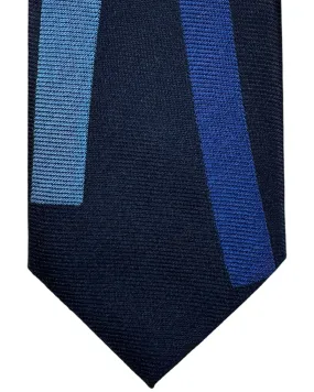 Gene Meyer Necktie Dark Blue Blue Design - Hand Made In Italy