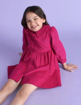 Girls Peterpan Collar Corduroy Dress