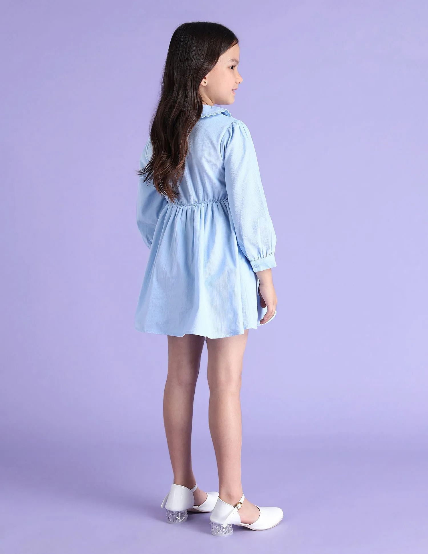 Girls Peterpan Collar Corduroy Dress