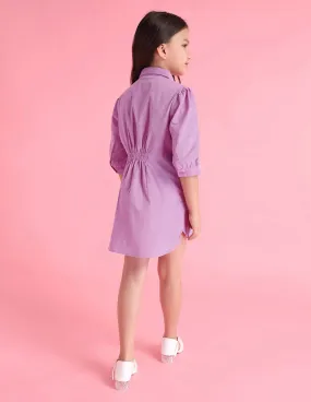 Girls Solid Shirt Dress