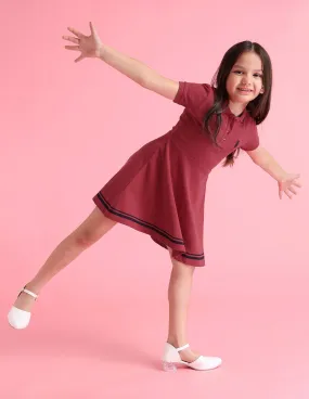 Girls Tipped Collar Polo Dress