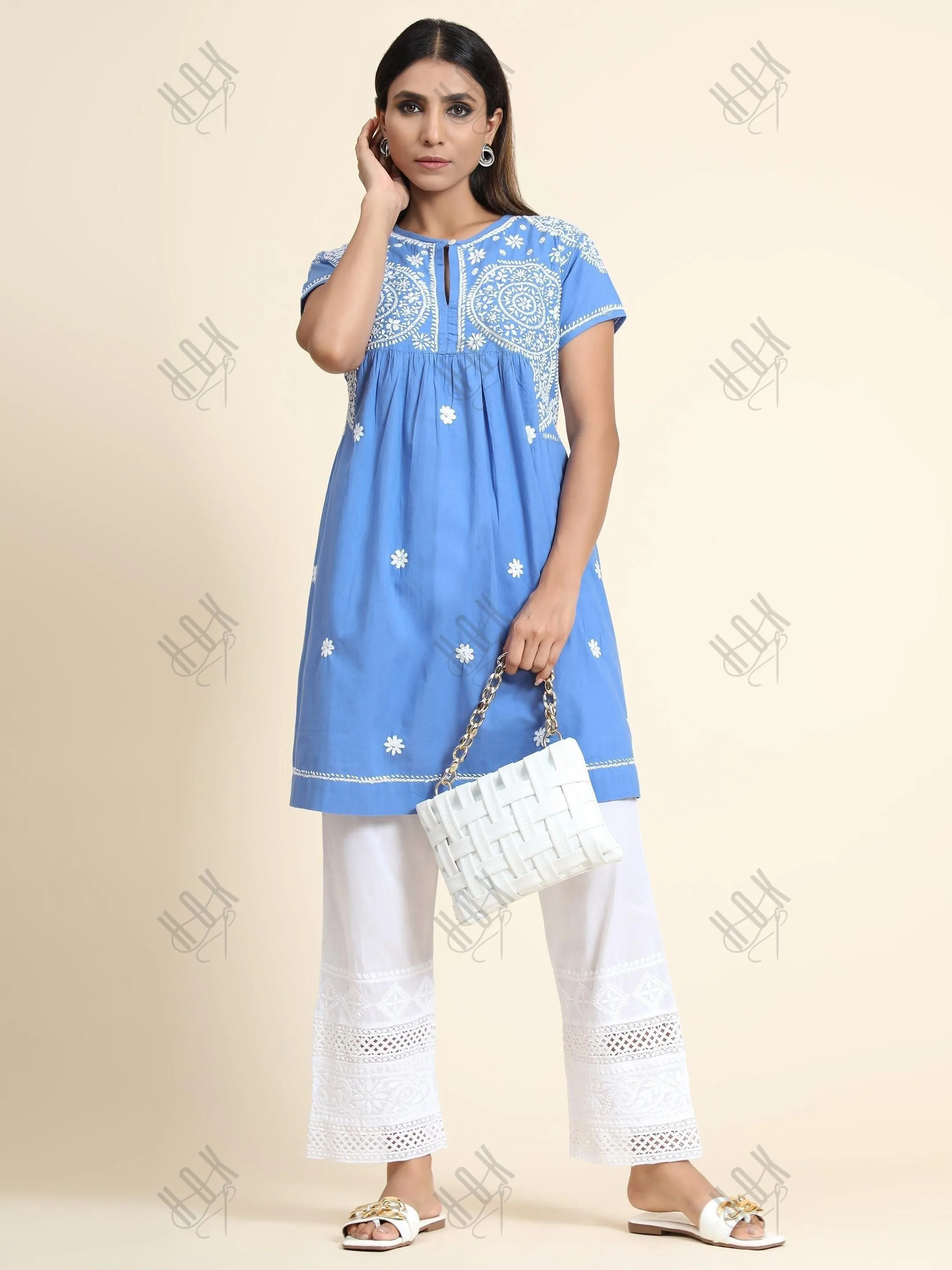 Hand Embroidery Chikankari Tunic for Women