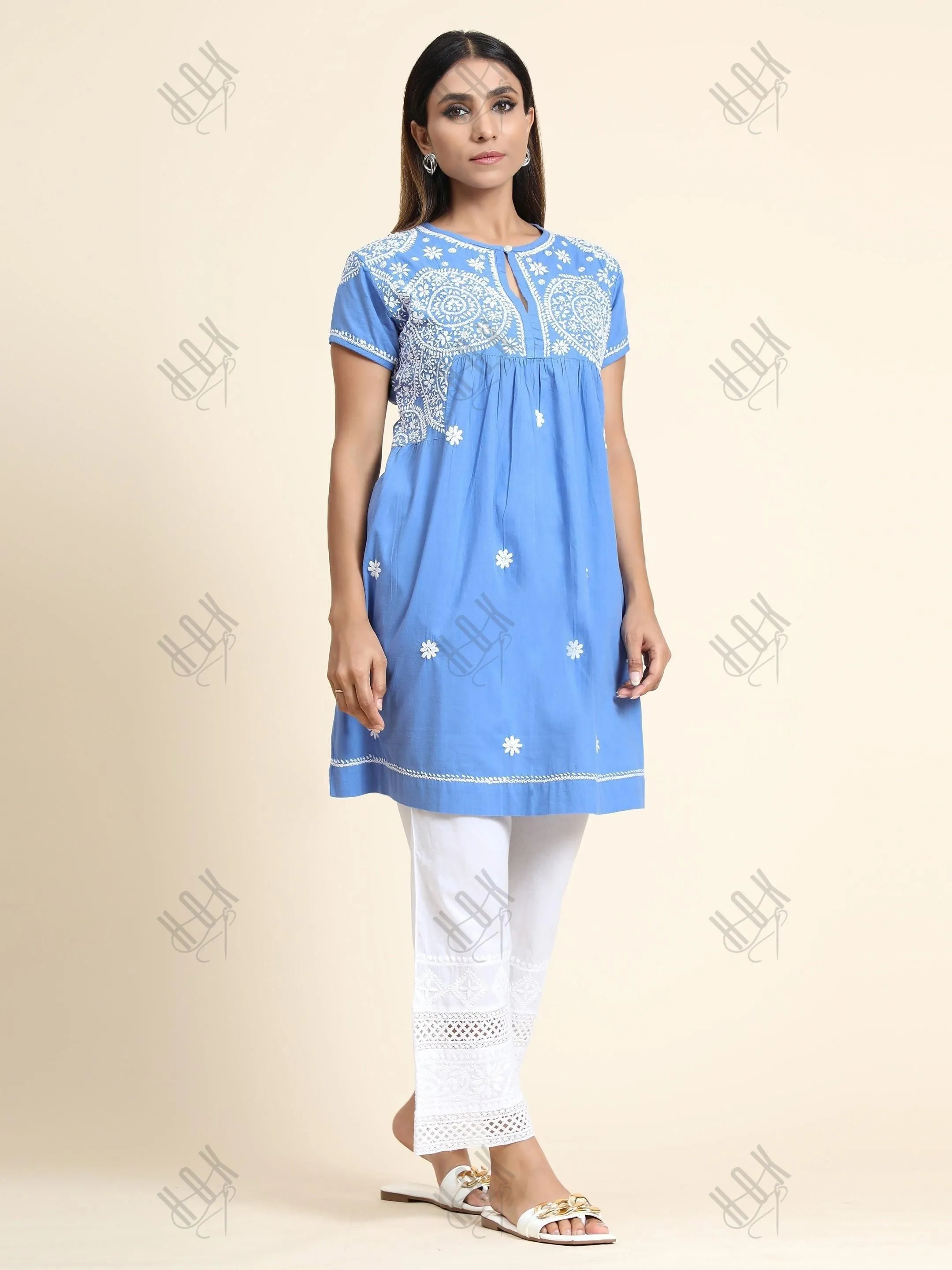 Hand Embroidery Chikankari Tunic for Women