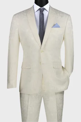 Ivory Floral 2 Button Suit