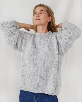 Nida: Light Grey Cotton Sweater