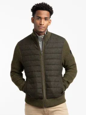 Olive Green Wool-Cashmere Hybrid Full-Zip Sweater