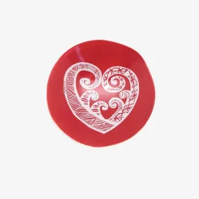 Pacific Aroha Bowl 7cm White Print on Red