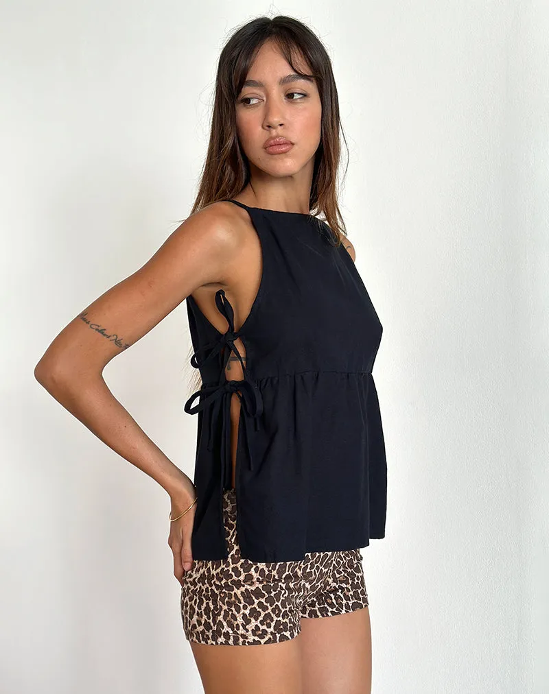 Palsi Tie Side Sleeveless Top in Black