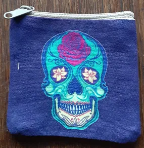 Silk Screened Small Pouch - Sugar Skull