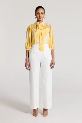 Sophie Silk Shirt - Yellow/White